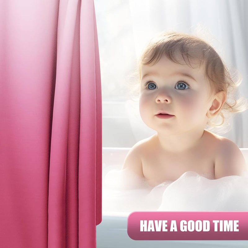 OLANLY Luxury Hot Pink and White Ombre Shower Curtain Sets with 12 Hooks, Waterproof and Washable Decorative Shower Curtains for Bathroom, 72x72 Inches - Image 3